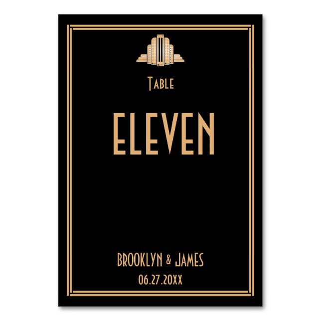 Numéro De Table Art Déco Grand Gatsby Black Mariage Numéros (Par défaut)