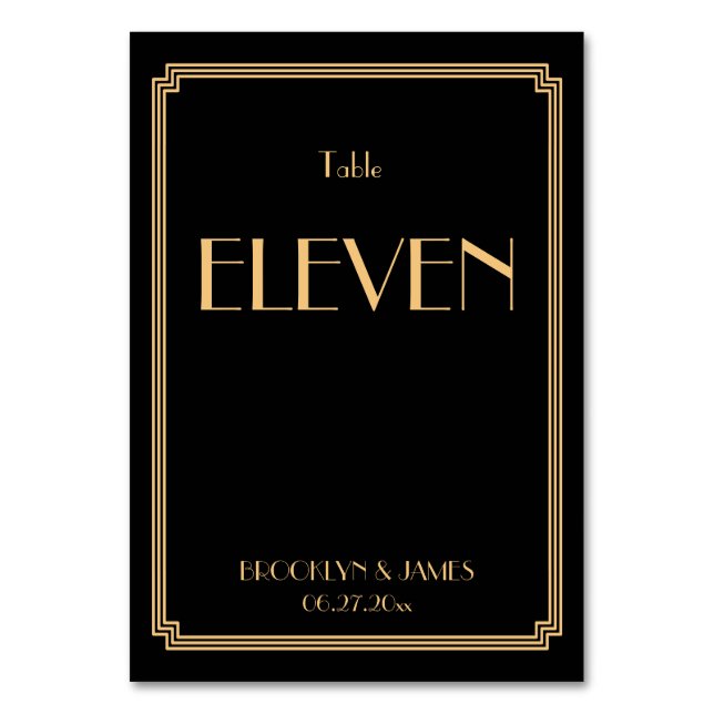 Numéro De Table Art Déco Grand Gatsby Black Mariage Numéros (Par défaut)