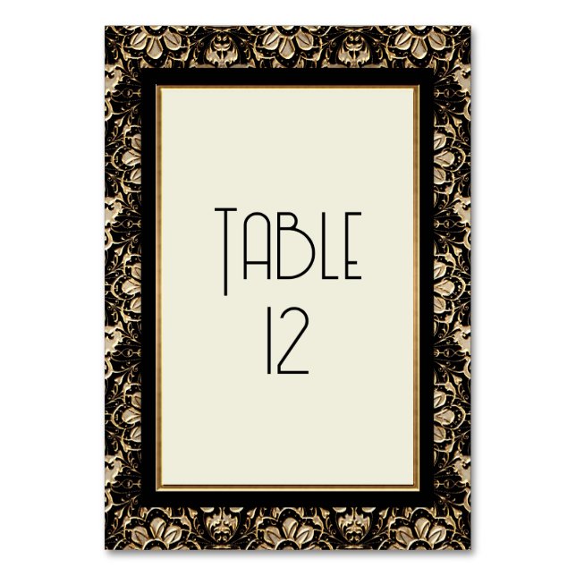 Numéro De Table Art Déco Nouveau Elégant Noir Blanc Or Mariage (Par défaut)
