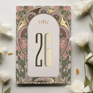 Numéro de table Art Nouveau avec accents dorés pou