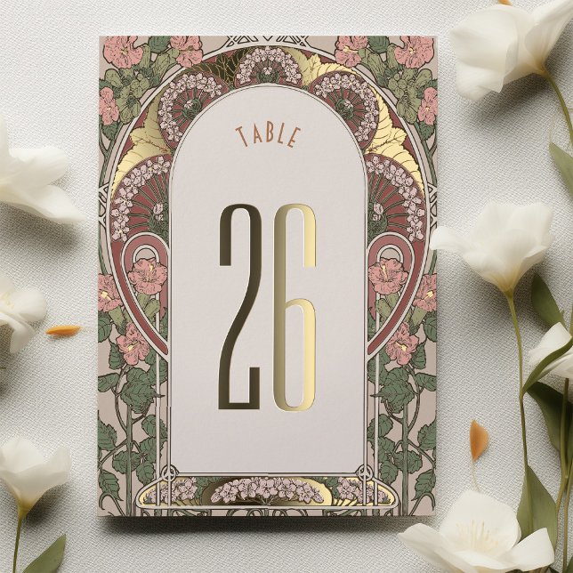 Numéro de table Art Nouveau avec accents dorés pou (Créateur téléchargé)