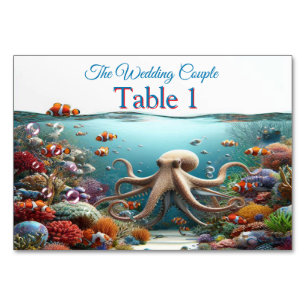 Numéro De Table Art sous-marin du poisson et du corail en acryliqu