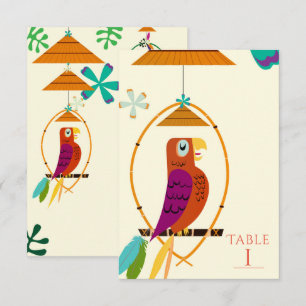 Numéro de table Art Tiki Oiseaux Vintage Rétro Tro