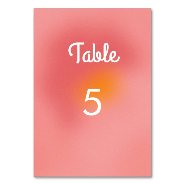 Numéro De Table Arts Unique Rétro Dégradé Rose Orange Mariage (Par défaut)