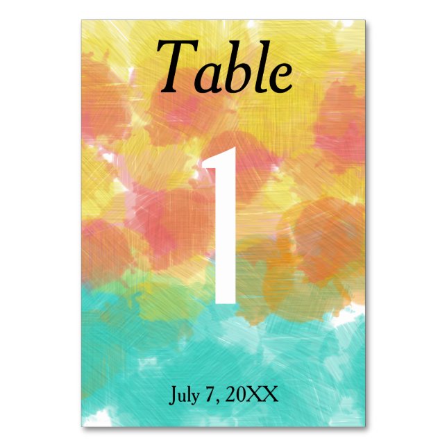 Numéro De Table Artsy Gouache Mariage d'aquarelle Numéro de tablea (Par défaut)