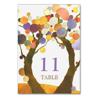 Numéro De Table Artsy Moderne Amour Arbres Mariage