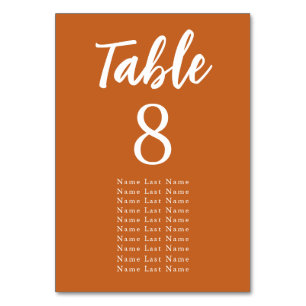 Numéro De Table Assignation de siège minimaliste moderne en terrac
