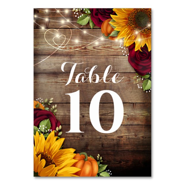 Numéro De Table Automne Citrouille Rustique Mariage Numéros de tab (Par défaut)