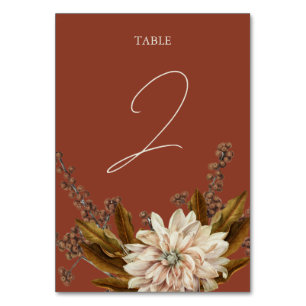 Numéro De Table Automne Floral Terracotta Mariage de automne d'aqu