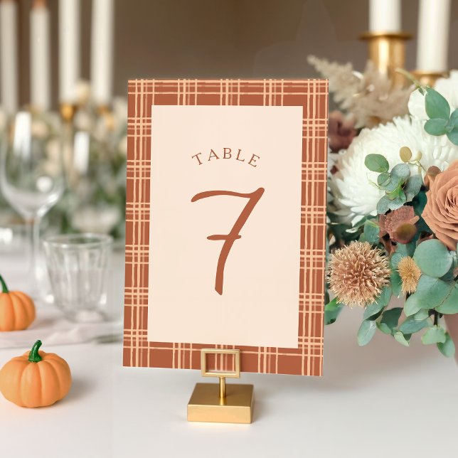 Numéro De Table Automne Plaid Un Petit Baby shower Citrouille (Créateur téléchargé)