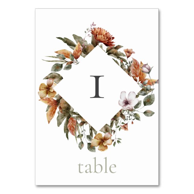 Numéro De Table Automne Romance Mariage floral (Par défaut)