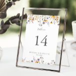 Numéro De Table Automne Sunshine Élégant Mariage Fleur sauvage<br><div class="desc">Ce soleil d'automne, l'élégant numéro de table de mariage fleur sauvage est parfait pour un mariage rustique. Le design se compose de multiples aquarelles violet, violet, fleurs jaunes, bourgeons bordeaux et feuillage vert olive magnifiquement regroupés en bouquets. Il s'agit d'un numéro de table recto-verso. Ajoutez chaque numéro de table dont...</div>