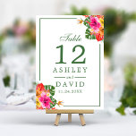 Numéro de table aux feuilles de palmier à fleurs t<br><div class="desc">Transportez vos invités dans un paradis tropical avec ces numéros de table vibrants. Avec un design aquarelle luxuriant de fleurs d'hibiscus et de feuilles de palmier, ces cartes insuffleront à votre événement un charme et une chaleur insulaires. Personnalisez avec vos numéros de table pour un détail unique qui complète votre...</div>