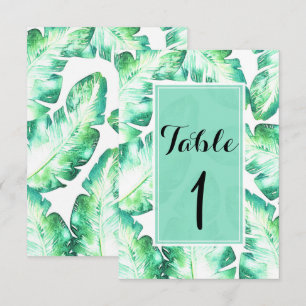 Numéro de table aux feuilles tropicales blanches e
