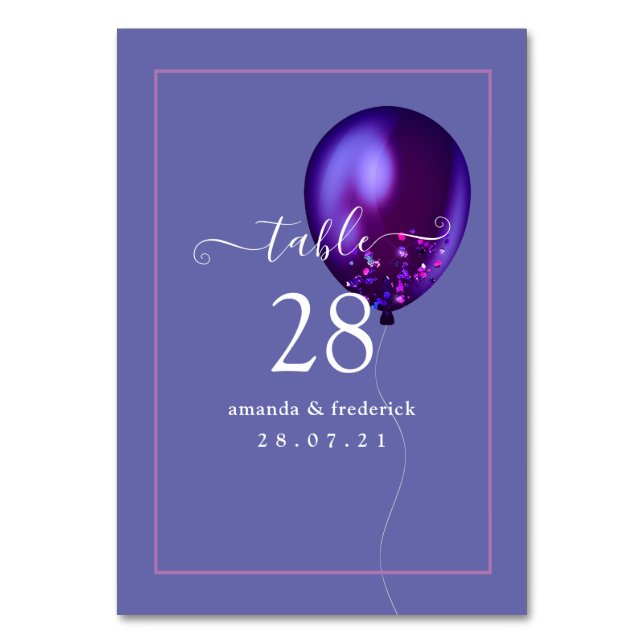 Numéro de table avec ballon en confettis (Par défaut)