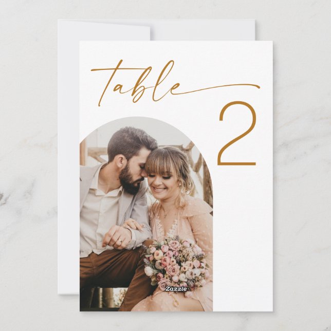 Numéro de table avec deux photos en arche. Mariage (Dos)