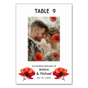 Numéro De Table Avec la photo Scarlet Petal Elegance