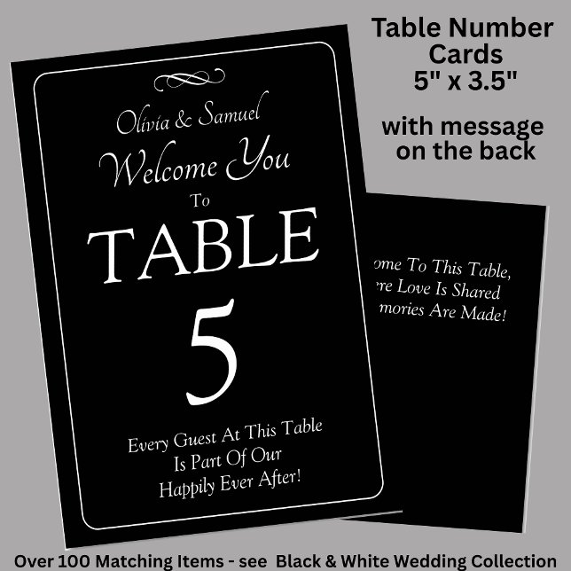 Numéro de table - avec message de bienvenue Noir B (Créateur téléchargé)
