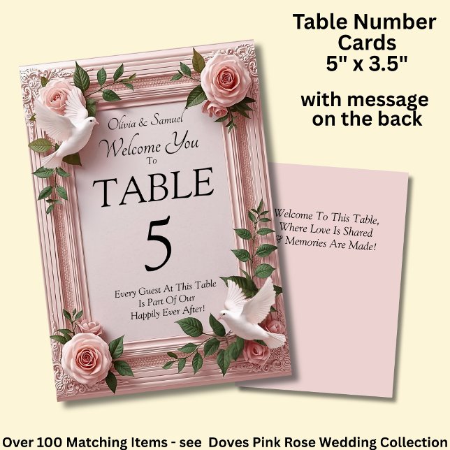 Numéro de table - avec message de bienvenue Roses  (Créateur téléchargé)