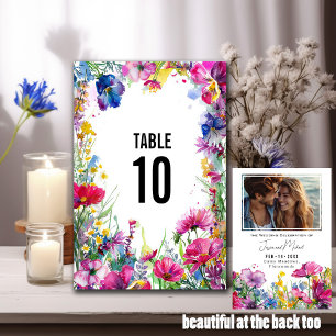 Numéro De Table Avec Photo 2 côtés Fleurs de pré