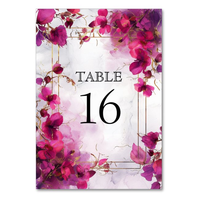Numéro De Table 💍 Avec photo Fuchsia Enchantage Aquarelle (Par défaut)