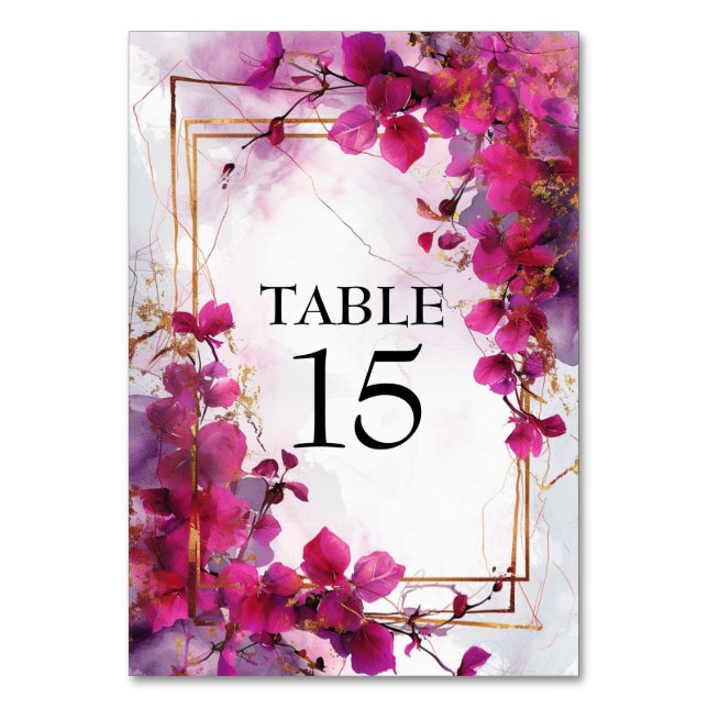 Numéro De Table 💍 Avec photo Fuchsia Enchantage Aquarelle (Par défaut)
