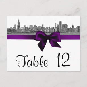 Numéro de table avec vue sur Chicago en noir et bl