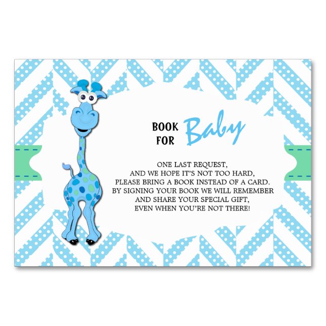 Numéro De Table Baby Blue Giraffe Baby Boy Douche | Apporter un li (Devant)