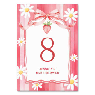 Numéro De Table Baby shower à l'aquarelle branché aux fraises