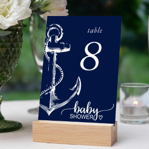 Numéro De Table Baby shower Ancre marine bleu
