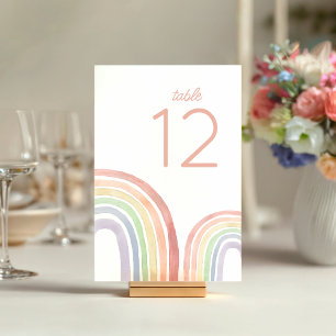 Numéro De Table Baby shower arc-en-ciel Cute Pastel Watercolor