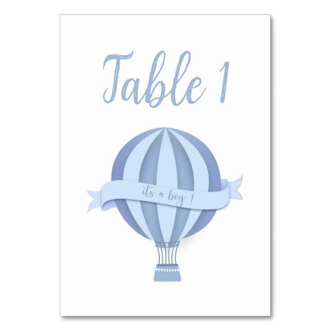 Numéro De Table Baby shower Blue Hot Air Balloon Boy Numéro de tab (Par défaut)