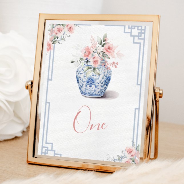 Numéro De Table Baby shower Chinoiserie Jar Ginger Rose (Créateur téléchargé)