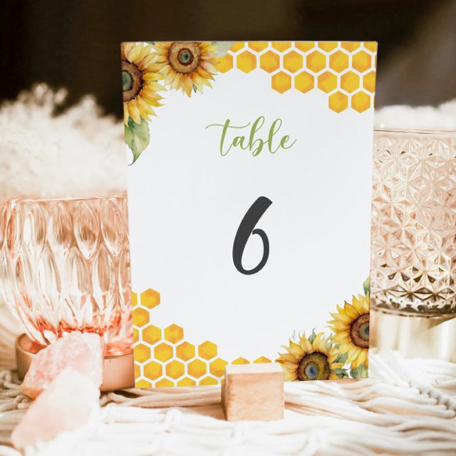 Numéro De Table Baby shower de miel d'abeille de tournesol (Créateur téléchargé)