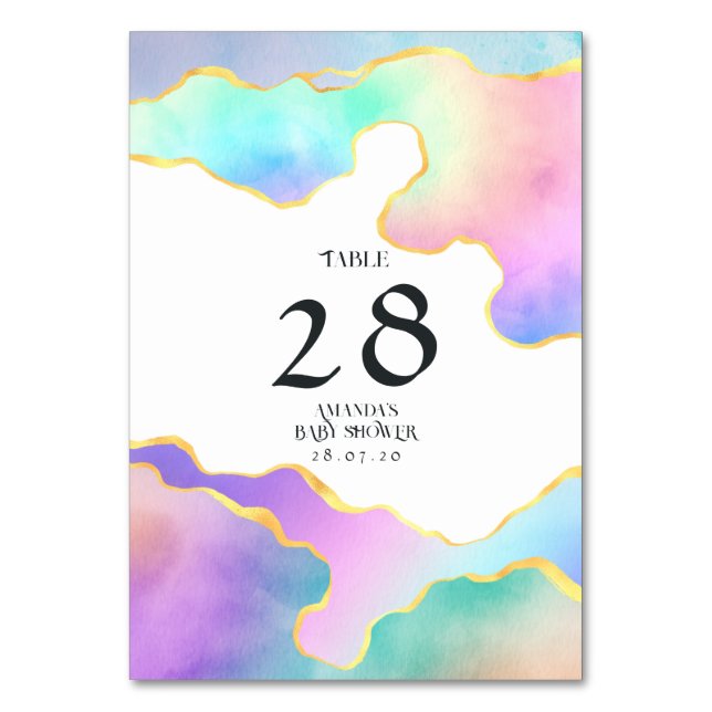 Numéro De Table Baby shower en pierre d'âge arc-en-ciel (Par défaut)