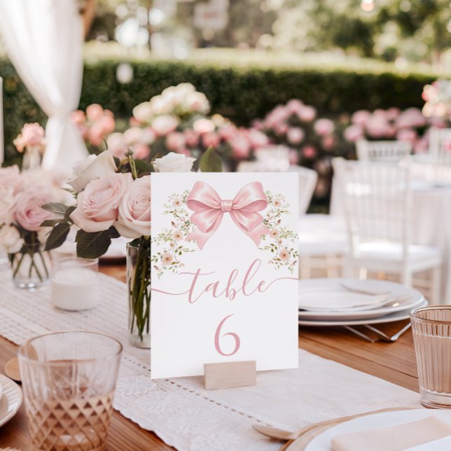 Numéro De Table Baby Shower Fleur Rose Ruban (Créateur téléchargé)