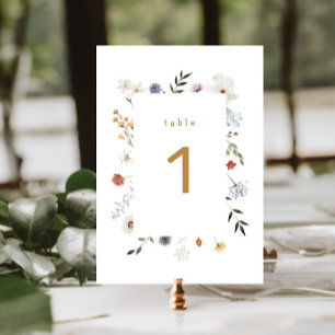 Numéro De Table Baby shower fleur sauvage à charpente