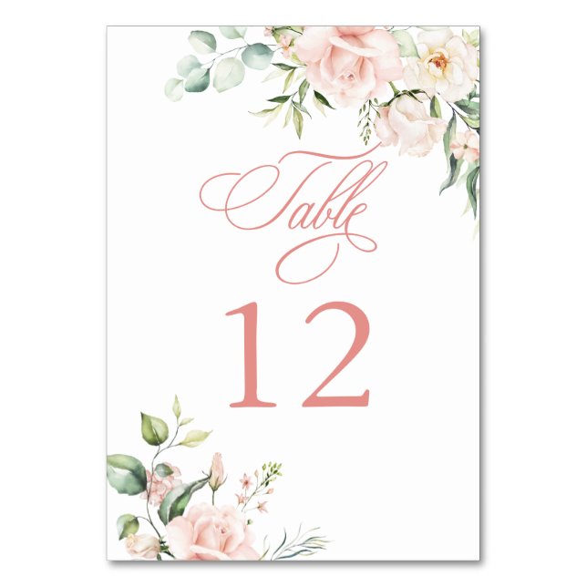 Numéro De Table Baby Shower Fleurs Roses Élégantes (Par défaut)
