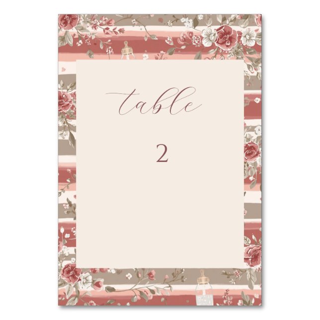 Numéro De Table Baby Shower Fleurs Roses Vintage (Par défaut)