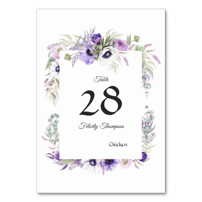 Numéro De Table Baby Shower Fleurs Violet Poussiéreux (Par défaut)