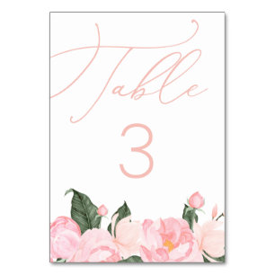 Numéro De Table Baby shower floral rose rose chic Script