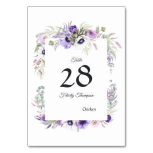 Numéro De Table Baby shower floral violet poussiéreux