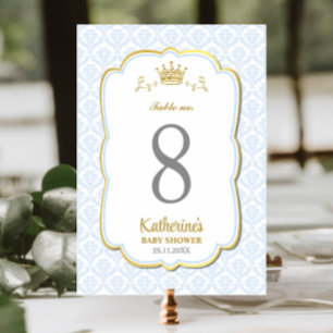 Numéro De Table Baby shower Little Prince Blue Damask Anniversaire