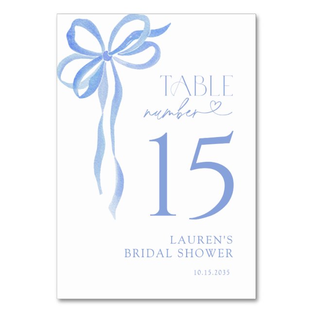 Numéro De Table Baby Shower Mariage Écriture Aquarelle Bleue Moder (Par défaut)