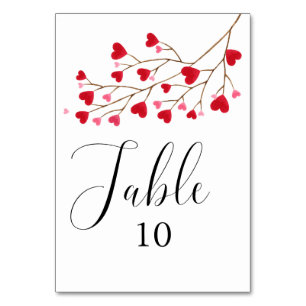 Numéro De Table Baby shower moderne de Coeurs rouges roses