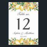 Numéro De Table Baby shower nuptial Mariage de citron vert<br><div class="desc">Conçu pour coordonner avec notre collection Lemon Méditerranée, cette carte de numéro de table élégante dispose de beaux citrons aquarelles, jaune floral et vert Personnalisez chaque carte avec un numéro de table et vos détails, appuyez simplement sur le bouton customiser pour réorganiser et formater le style et le placement du...</div>