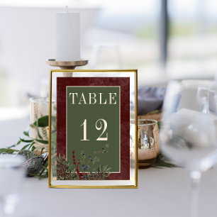 Numéro De Table Baies d'hiver rustiques et Mariage de Bourgogne