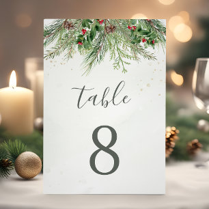 Numéro De Table Baies d'hiver rustiques Pine Cône Mariage de verdu