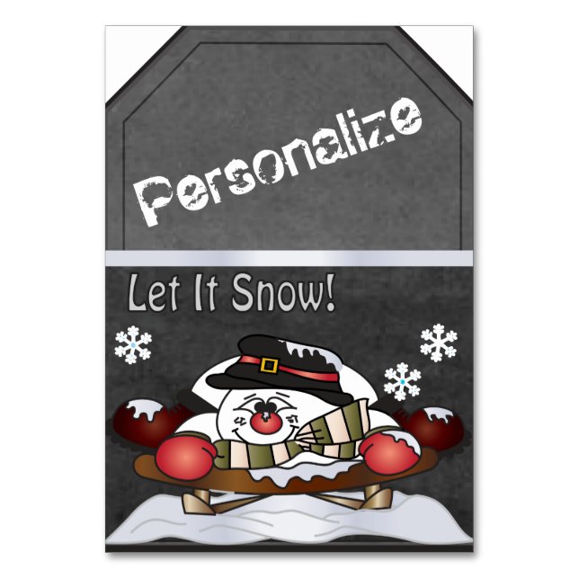 Numéro De Table Balise cadeau Jumbo Snowman Sleighing Chalkboard S (Par défaut)