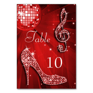 Numéro De Table Balle Red Disco et chaussure Stiletto double face
